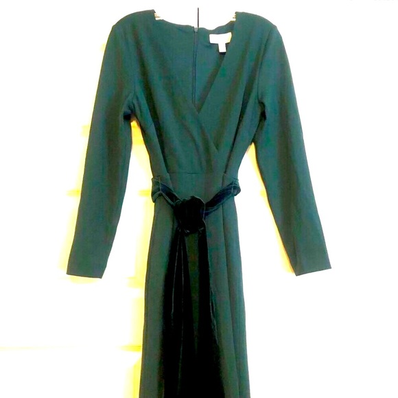 NWT BADGLEY MISCHKA Hadley Emerald Velvet Sash Jumpsuit 6 MSRP $300 - Picture 4 of 9